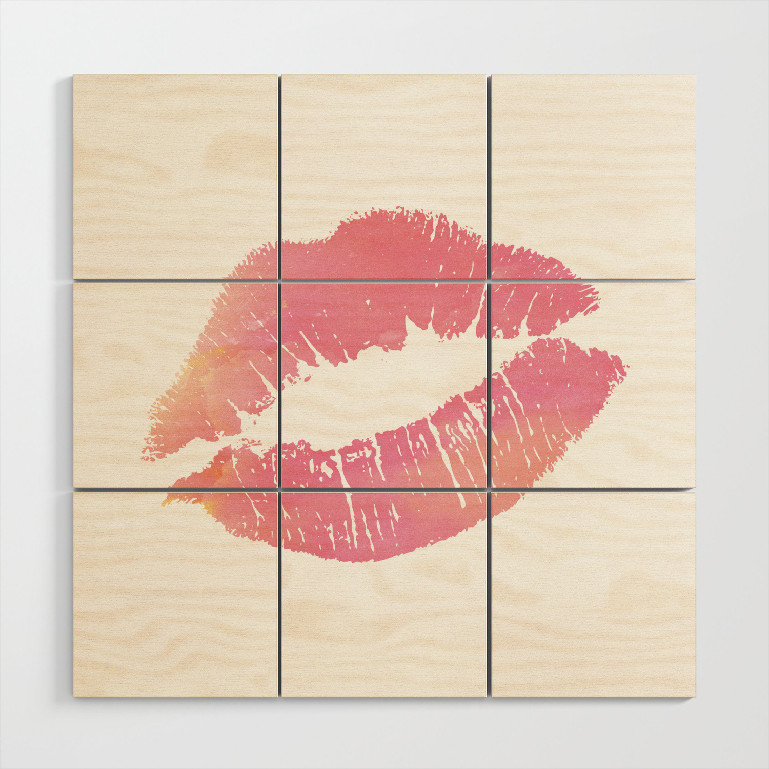 Watercolor Pink Lips Lipstick Chic Romantic Kiss Girls Bedroom