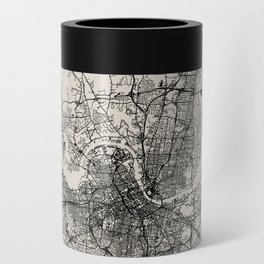 Nashville, Tennessee - City Map - USA - Black and White Can Cooler