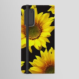 Large Sunflowers on a black background #decor #society6 #buyart Android Wallet Case