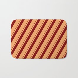 [ Thumbnail: Brown & Maroon Colored Lined Pattern Bath Mat ]