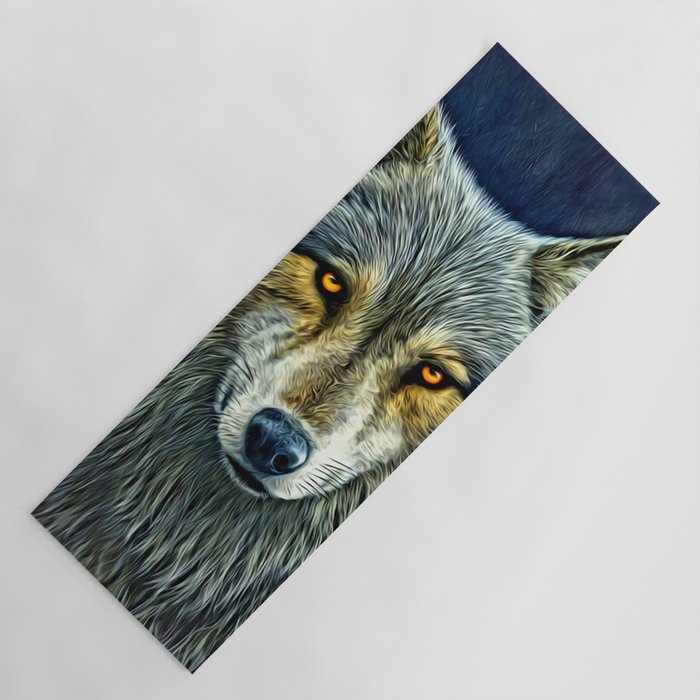 Staring Cute Wolf Yoga Mat