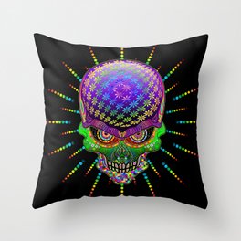Crazy Skull Psychedelic Explosion Throw Pillow