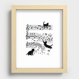Cat Music Notes Clef Cats Lover Recessed Framed Print