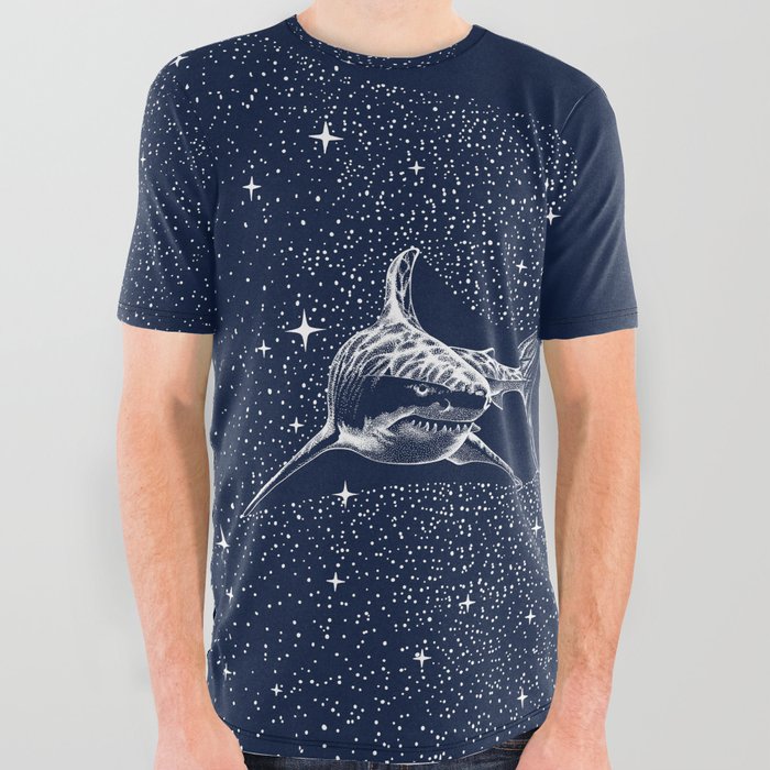 Starry Shark All Over Graphic Tee