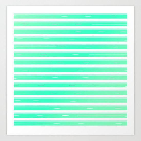Mint stripes Art Print