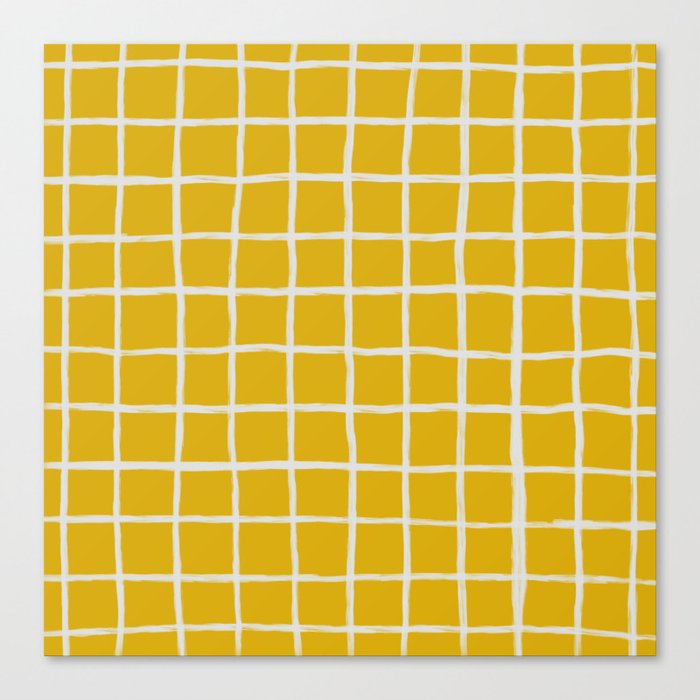 Retro Modern Checkered Plaid on Jasmine Yellow Canvas Print