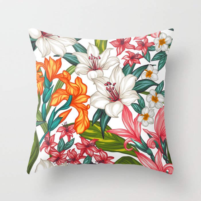 Exotic Flowers Throw Pillow