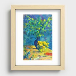 Paul Gauguin " Deux vases de fleurs et un éventail (Two vases of flowers and a fan)" Recessed Framed Print