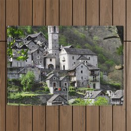 Switzerland Photography - Medieval Town In Corippo Outdoor Rug