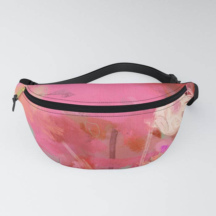 pink floral illusion abstract art Fanny Pack