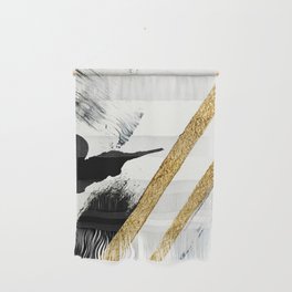 Armor [8]: a minimal abstract piece in black white and gold by Alyssa Hamilton Art Wall Hanging