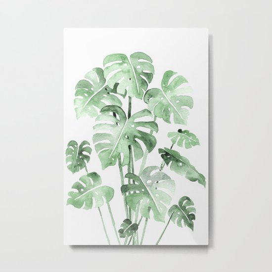 Delicate Monstera Green #society6 Metal Print
