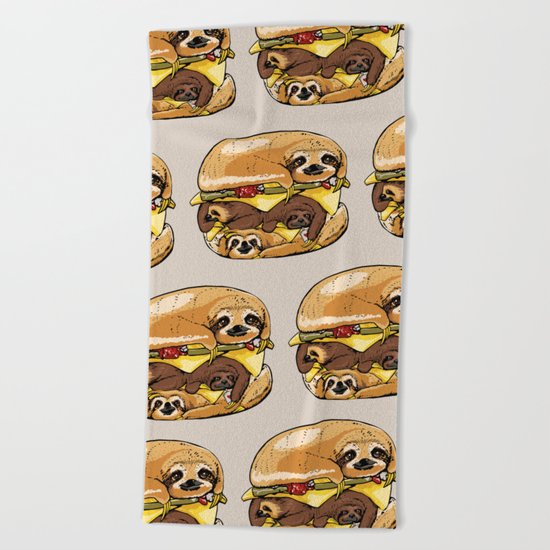 Sloths Burger Beach Towel