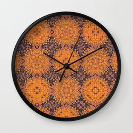 Navy and Orange Boho Moroccan Pattern Wall Clock