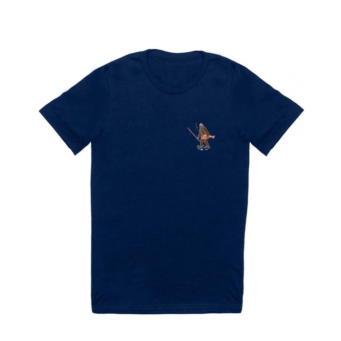 Fishing & Yeti Design: Bigfoot Carrying Fish T Shirt by seiewu