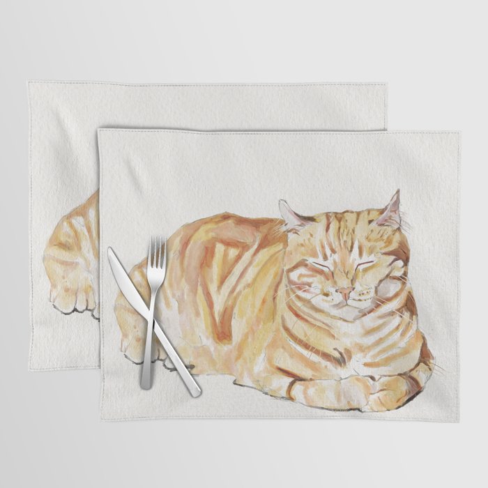 Tabby Cat Watercolor Placemat