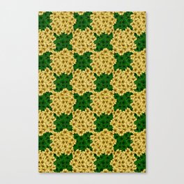 Green and Yellow Flower Checkerboard Canvas Print