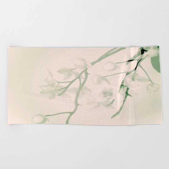 Flower branches on a pastel pink and green background - spring mood Beach Towel