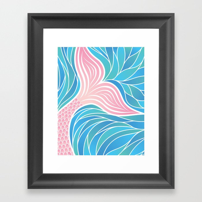 Pink Mermaid's Tail Framed Art Print