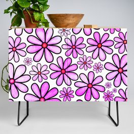 Doodle Daisy Flower Pattern 16 Credenza