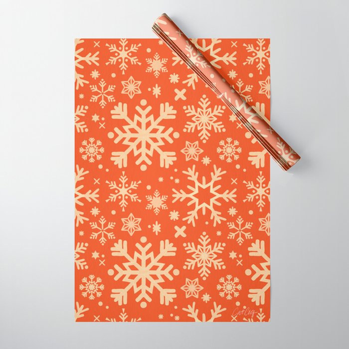 Snowflake Collection – Coral & Cream Wrapping Paper