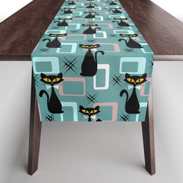 Mid Century black cat pattern Table Runner