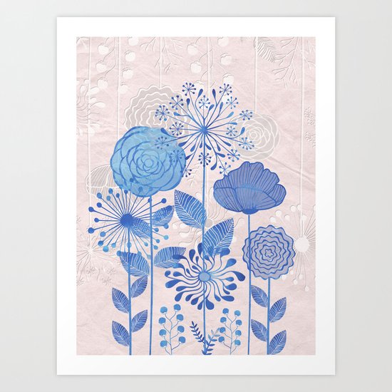 Light Blue Flowers Art Print