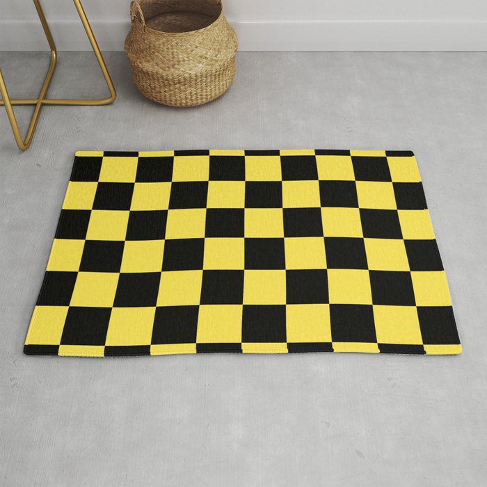 Checd Pattern Black Taxi Yellow, Black And Yellow Rug