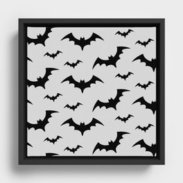 Halloween Bats Grey & Black Framed Canvas