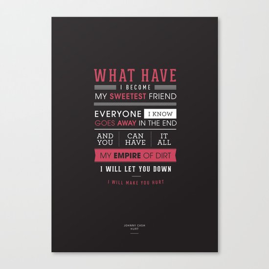 Lyrical Type - Hurt Canvas Print