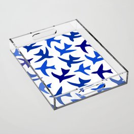 Matisse cut-out birds - blue and white pattern Acrylic Tray