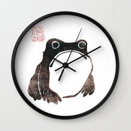 Matsumoto Hoji Frog Wall Clock | Vintage, Antique, Animalart, Minimalism, Blockprint, Wabisabi, Matsumotohoji, Woodcut, Uglycute, Grumpy 