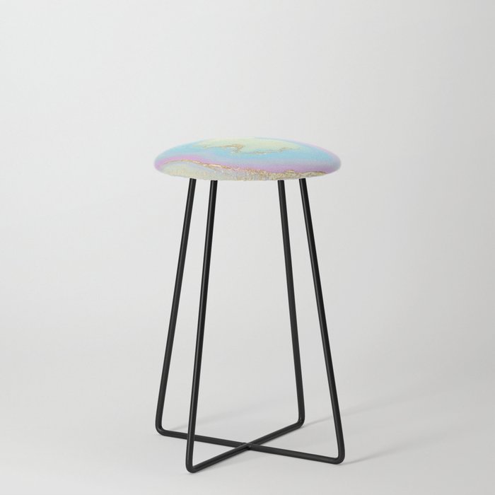 Pastel Opal Geode Crystal Counter Stool