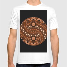 Brown Yin a Yang mandala T-shirt