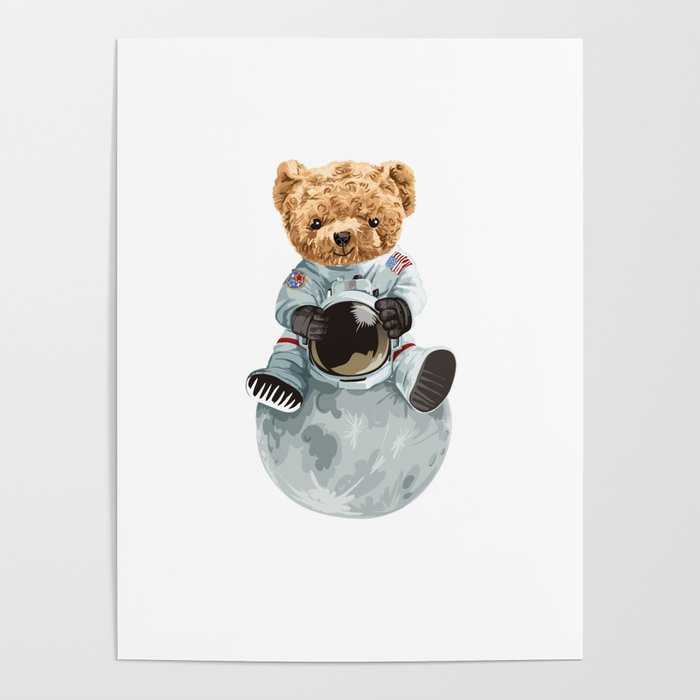 Astronaut Bear Poster
