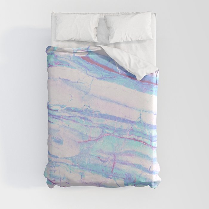 Pastel Marble with Blue Green Purple Duvet Cover