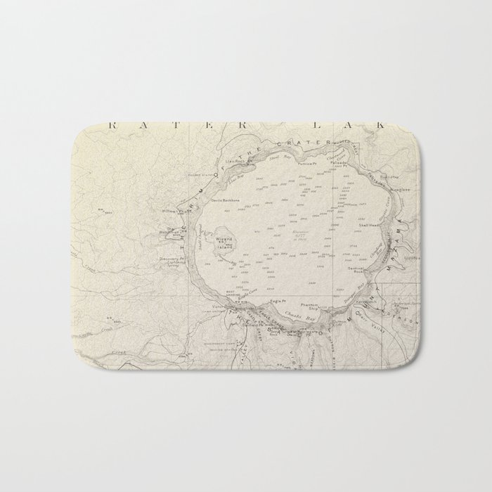 Crater Lake Vintage Map Bath Mat