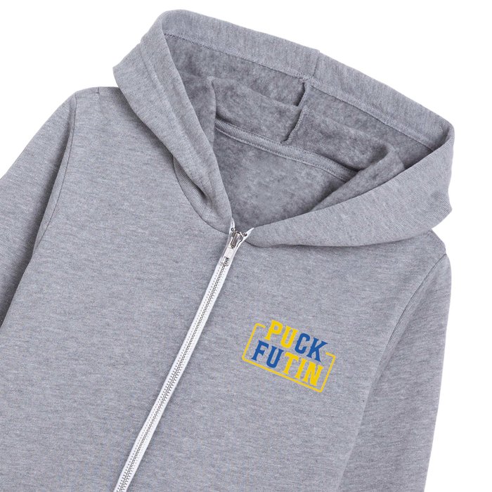 Puck Futin Fuck Putin Ukrainian War Kids Zip Hoodie