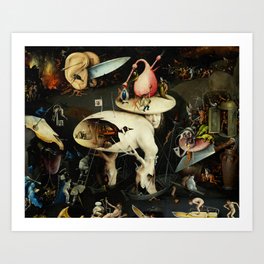 Remastered Art The Garden of Earthly Delights by Hieronymus Bosch Triptych 3 of 3 20210109 Detail 1 Art Print
