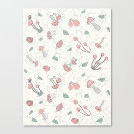 Cute mushrooms pattern Canvas Print