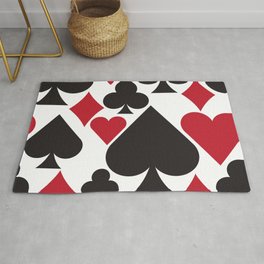 52 Deck Of Cards Pattern Clubs, Diamonds, Hearts and Spades Area & Throw Rug