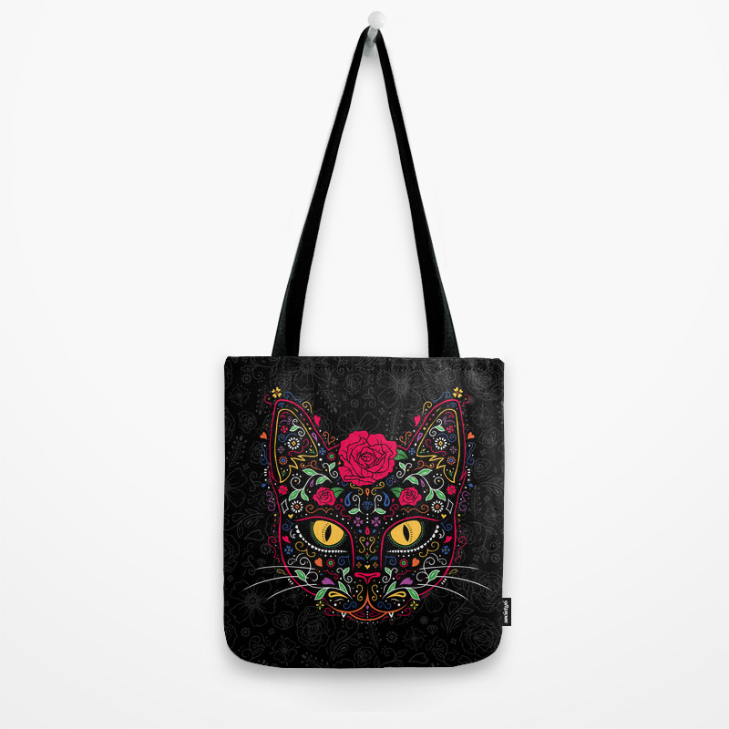 Sugar Cat Bag Day of the Dead Cat Messenger Bag Ladies Bags,