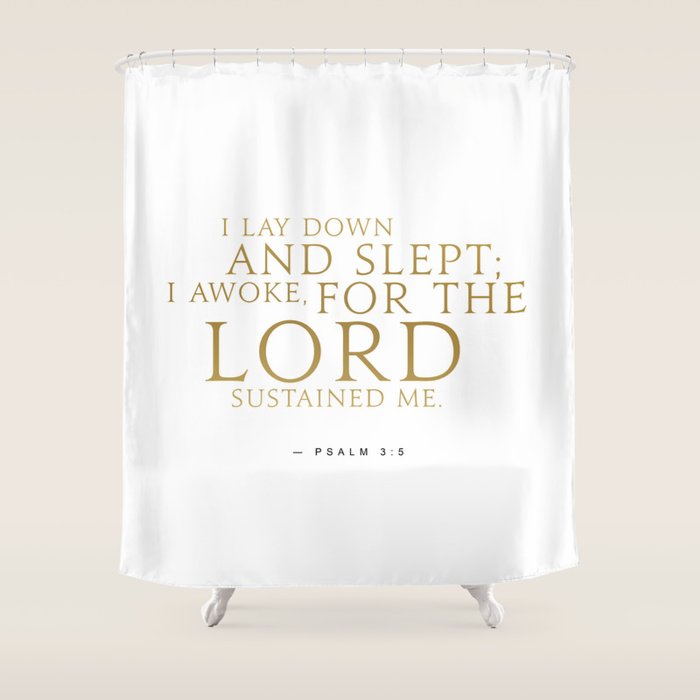 Psalm 3 5 Verse White Gold Shower Curtain By Cooledition Psalm 3 5 Verse White Gold Shower Curtain