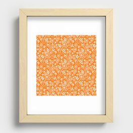Orange And White Eastern Floral Pattern Recessed Framed Print
