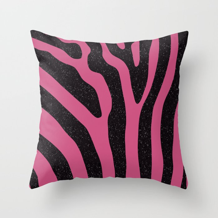 Textured Small Terrazzo Zebra Stripes Pattern - Pink Throw Pillow