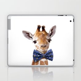 Baby Giraffe With Blue Bowtie, Baby Boy Nursery, Baby Animals Art Print by Synplus Laptop Skin