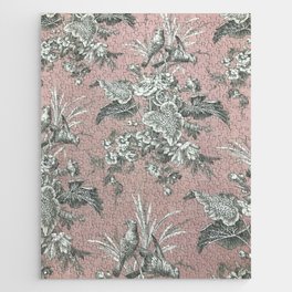 Pink and Floral Toile de Jouy Jigsaw Puzzle