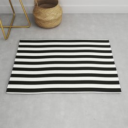 Retro Black and White Stripe Rug | Retro, Horizontal, White, Simple, Black, Stripe, Striped, Jail, Graphicdesign, Patterned 