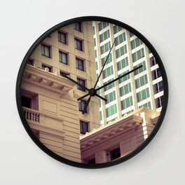 New York, Chicago, Los Angeles Retro Architectural Design Wall Clock