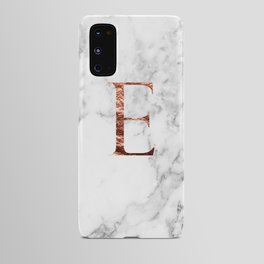 Monogram rose gold marble E Android Case
